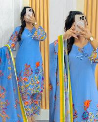 Premium China Microsoft Fabric Digital Print Readymade Three-Piece Set