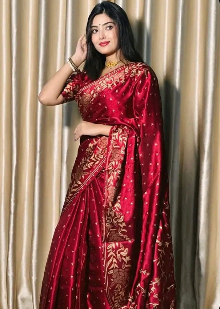 Premium Japani Silk Sharee with Skin Print and Matching Blouse Piece