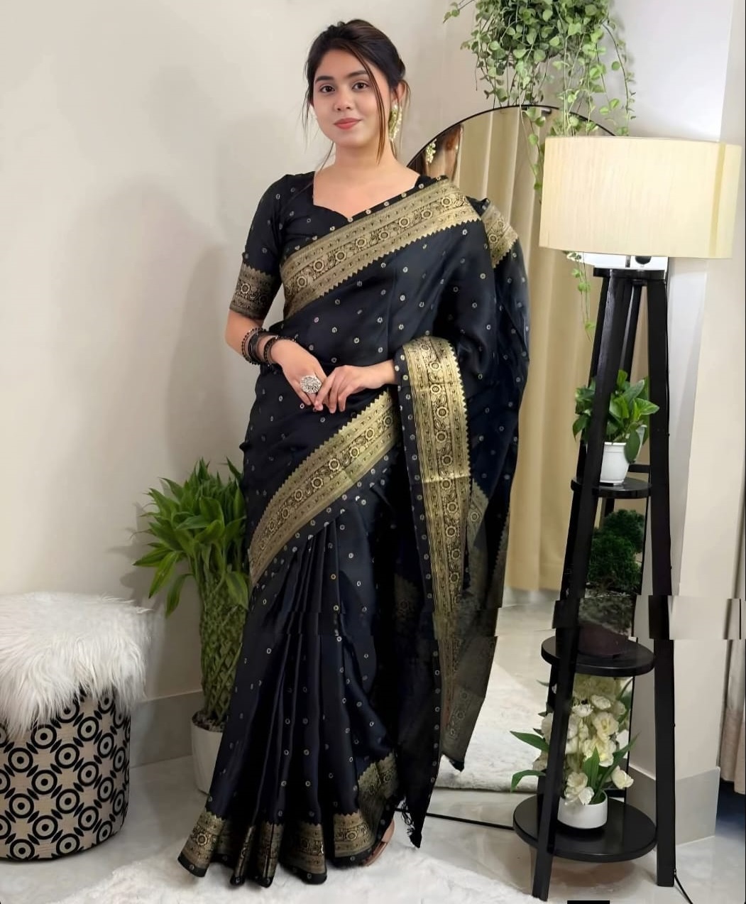 Premium Japani Silk Sharee with Skin Print and Matching Blouse Piece