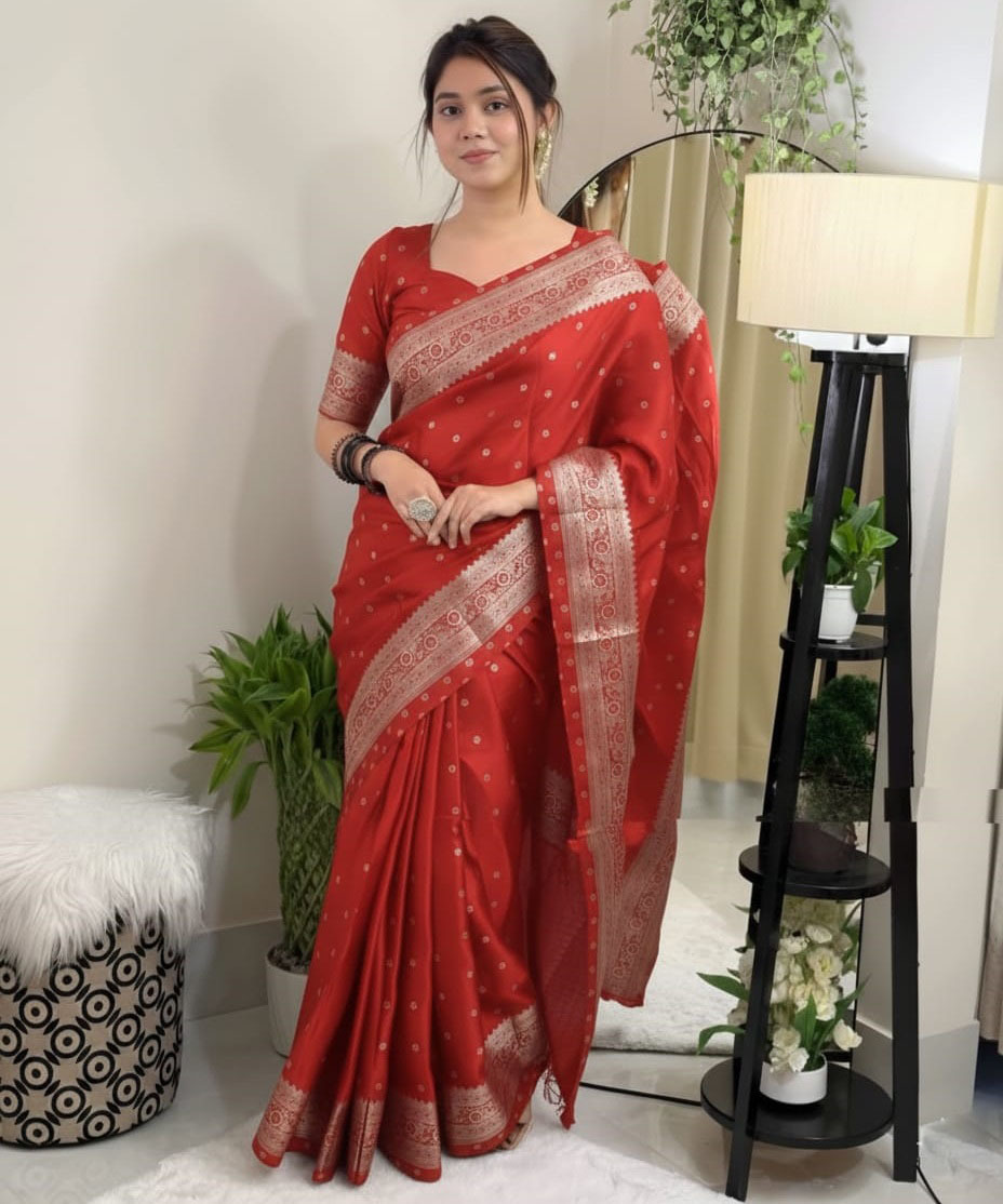 Premium Japani Silk Sharee with Skin Print and Matching Blouse Piece