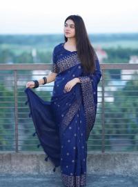 Premium Japani Silk Sharee with Skin Print and Matching Blouse Piece