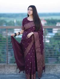 Premium Japani Silk Sharee with Skin Print and Matching Blouse Piece