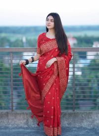 Premium Japani Silk Sharee with Skin Print and Matching Blouse Piece