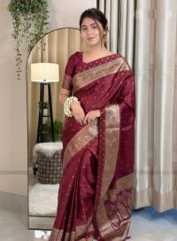 Premium Japani Silk Sharee with Skin Print and Matching Blouse Piece