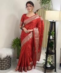 Premium Japani Silk Sharee with Skin Print and Matching Blouse Piece