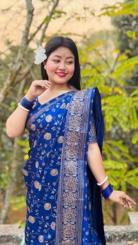 Premium Japani Silk Sharee with Skin Print and Matching Blouse Piece