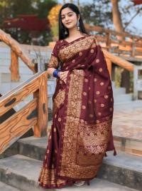 Premium Japani Silk Sharee with Skin Print and Matching Blouse Piece