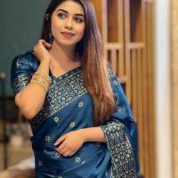 Premium Japani Silk Sharee with Skin Print and Matching Blouse Piece