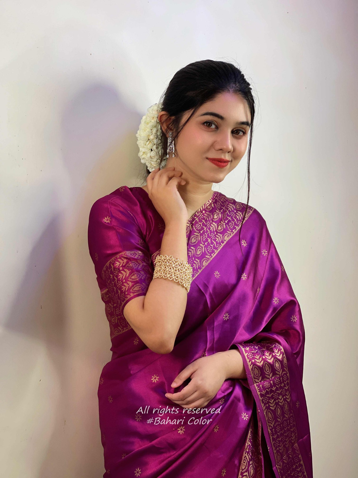 Premium Japani Silk Sharee with Skin Print and Matching Blouse Piece