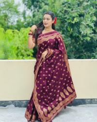 Premium Japani Silk Sharee with Skin Print and Matching Blouse Piece