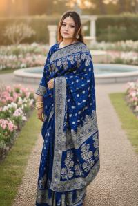 Premium Japani Silk Sharee with Skin Print and Matching Blouse Piece