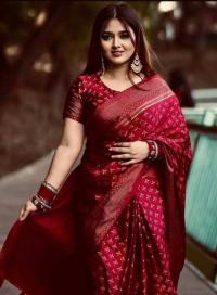 Premium Japani Silk Sharee with Skin Print and Matching Blouse Piece