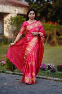 Premium Japani Silk Sharee with Skin Print and Matching Blouse Piece