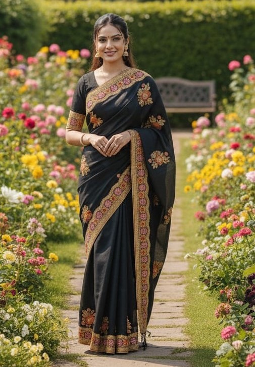 Premium Embroidery Semi Moslin Sharee 04