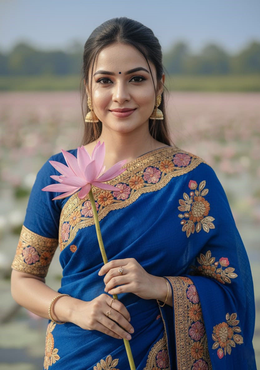 Premium Embroidery Semi Moslin Sharee 05