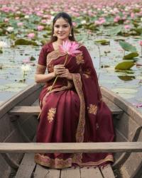 Premium Embroidery Semi Moslin Sharee ⭐⭐⭐⭐