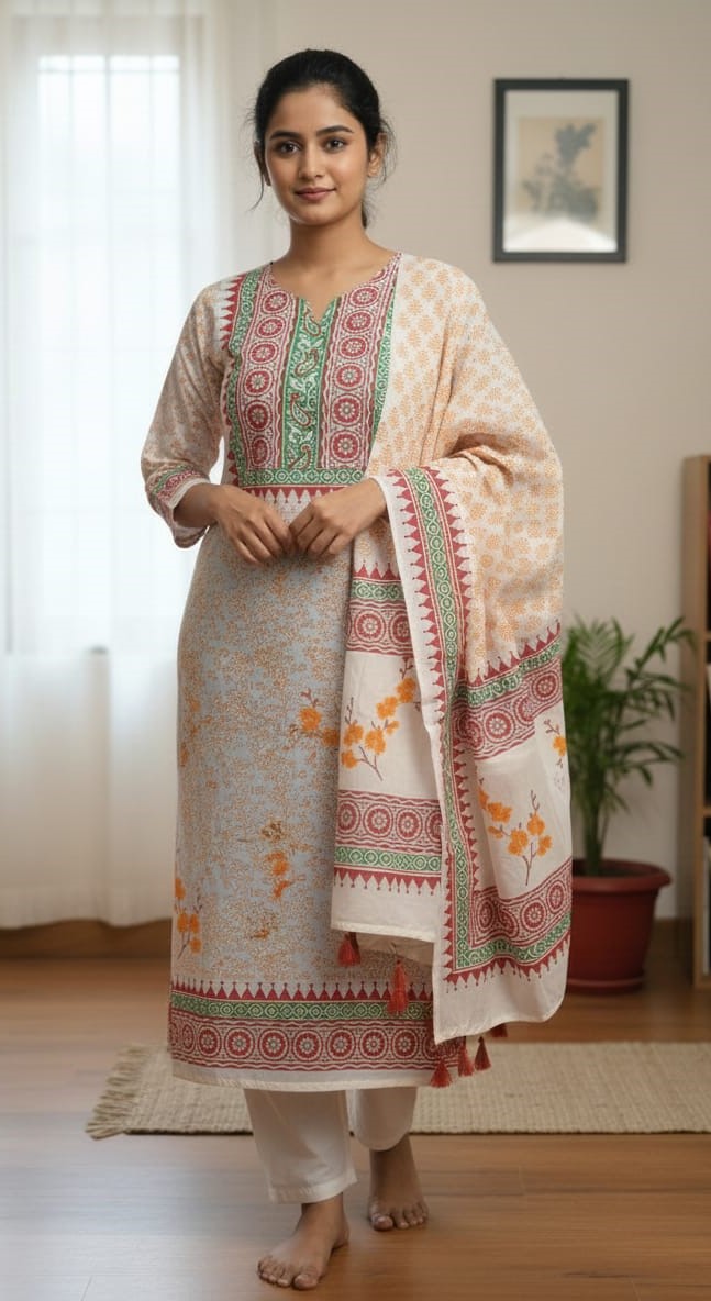 Block Print Three Piece