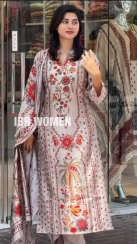 Premium Digital Printed Readymade Three Piece with Lace Work Detail