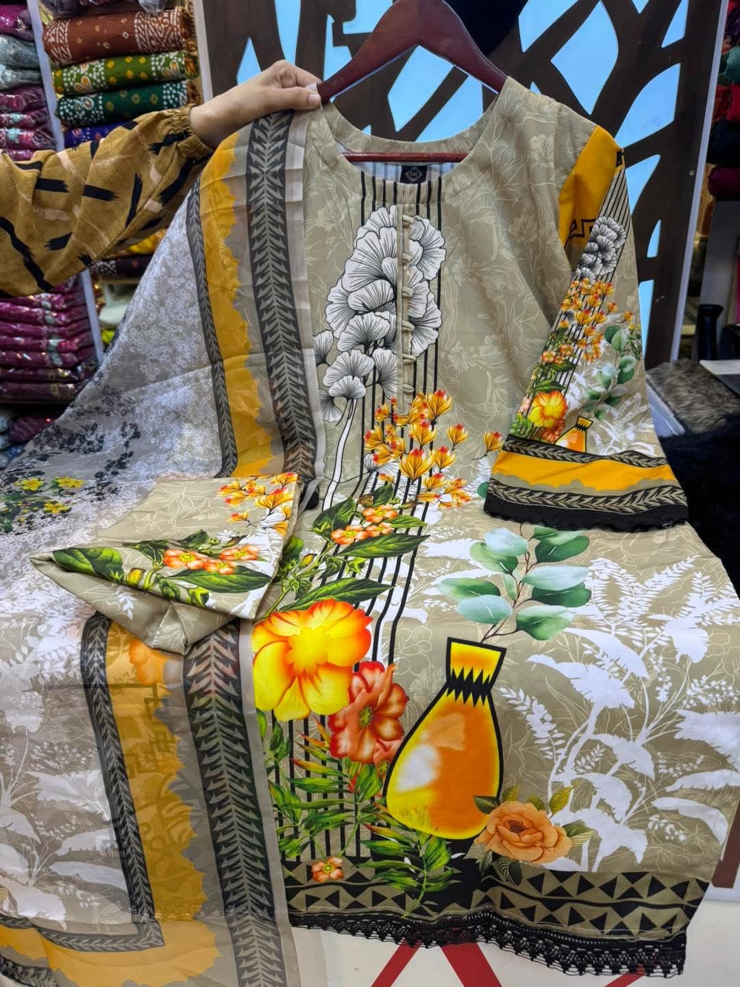 Digital Print Three Piece Suit Set