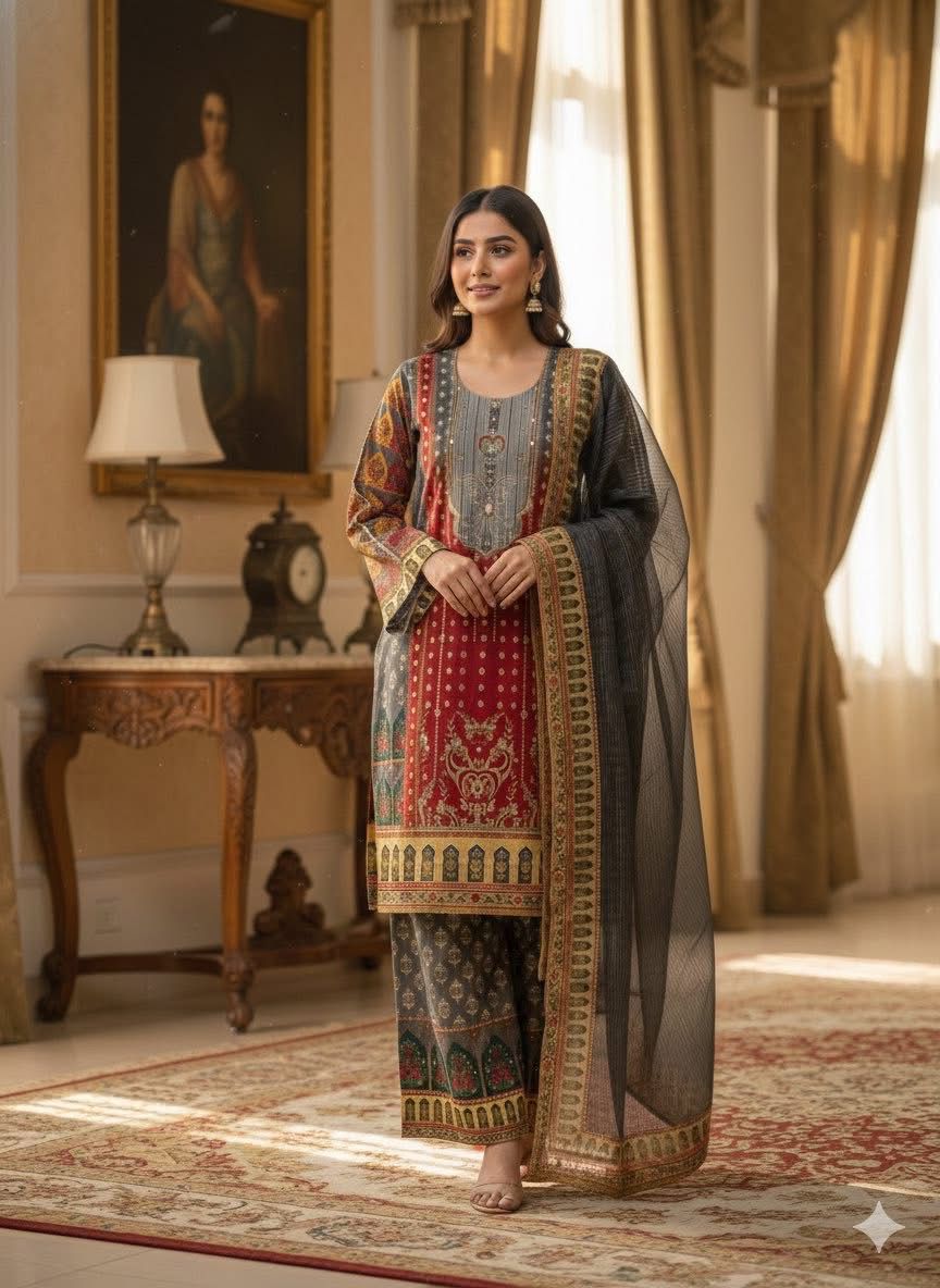 Digital Print Three Piece | Stylish