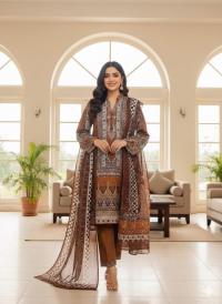 Premium Digital Printed Readymade Three Piece with Lace Work Detail