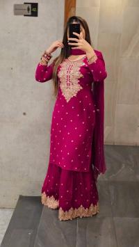 Premium AC Cotton Garara Three Piece with Embroidery & Sequence Work