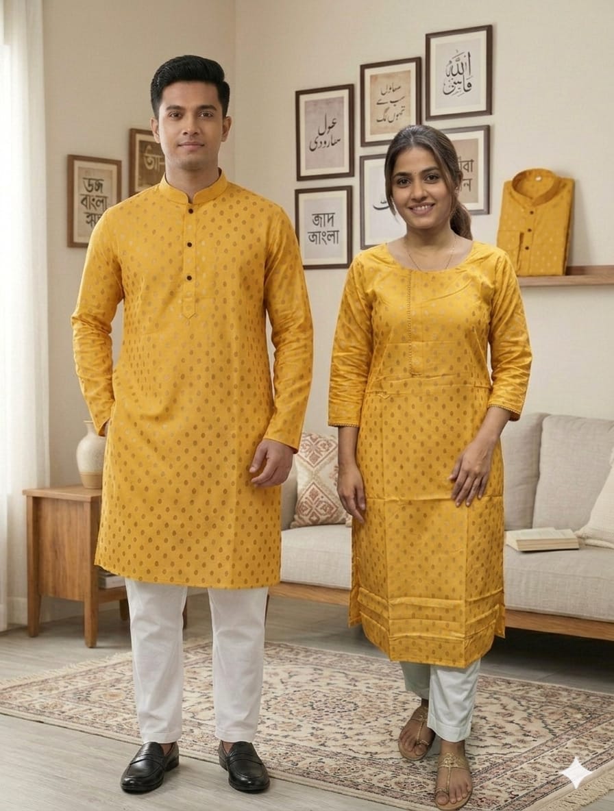 Panjabi Three Piece Couple Set