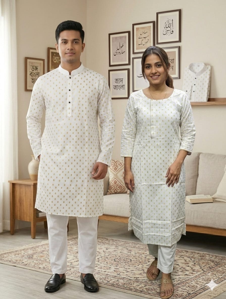 Panjabi Three Piece Couple Set