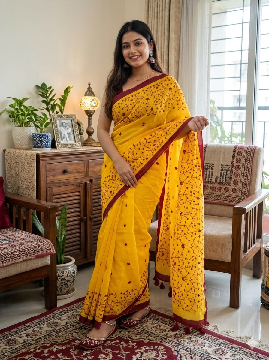 Premium Half Silk Sharee with Full Embroidery Work