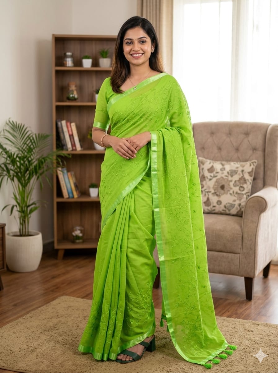 Premium Half Silk Sharee with Full Embroidery Work