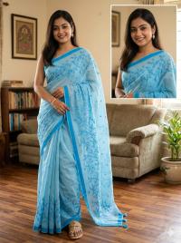 Premium Half Silk Sharee with Full Embroidery Work