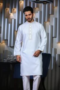 Original La-Italian Luxury Cotton Panjabi with Complex Embroidery & Box