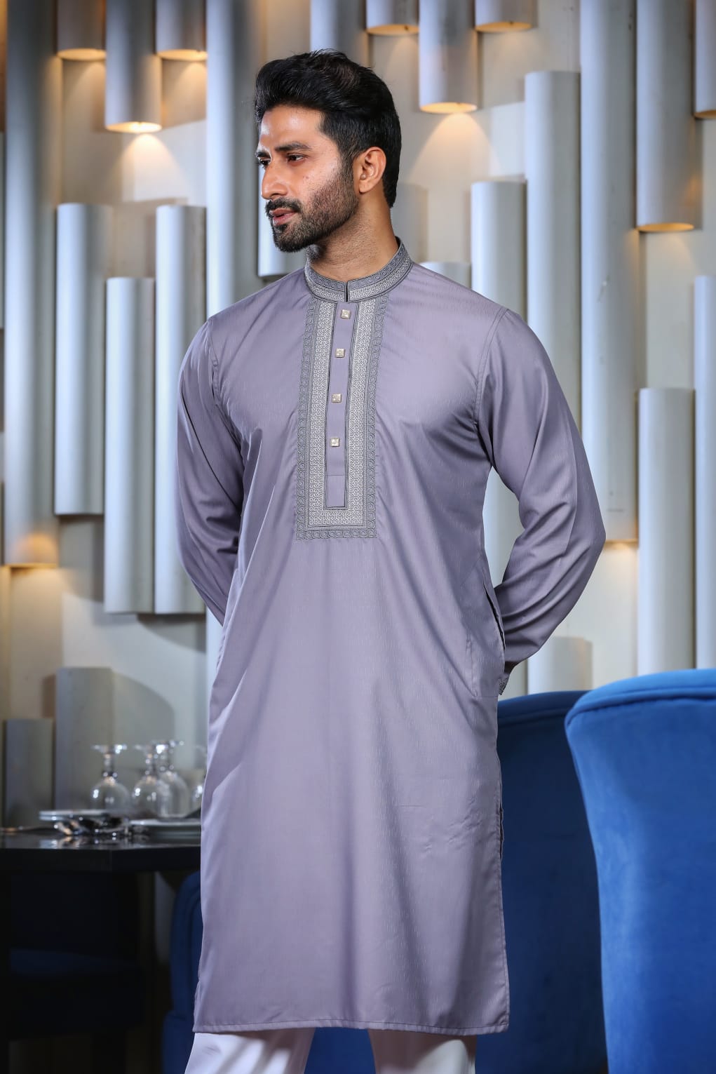 Original Pakistani Luxury Jacquard Cotton Panjabi with Complex Embroidery