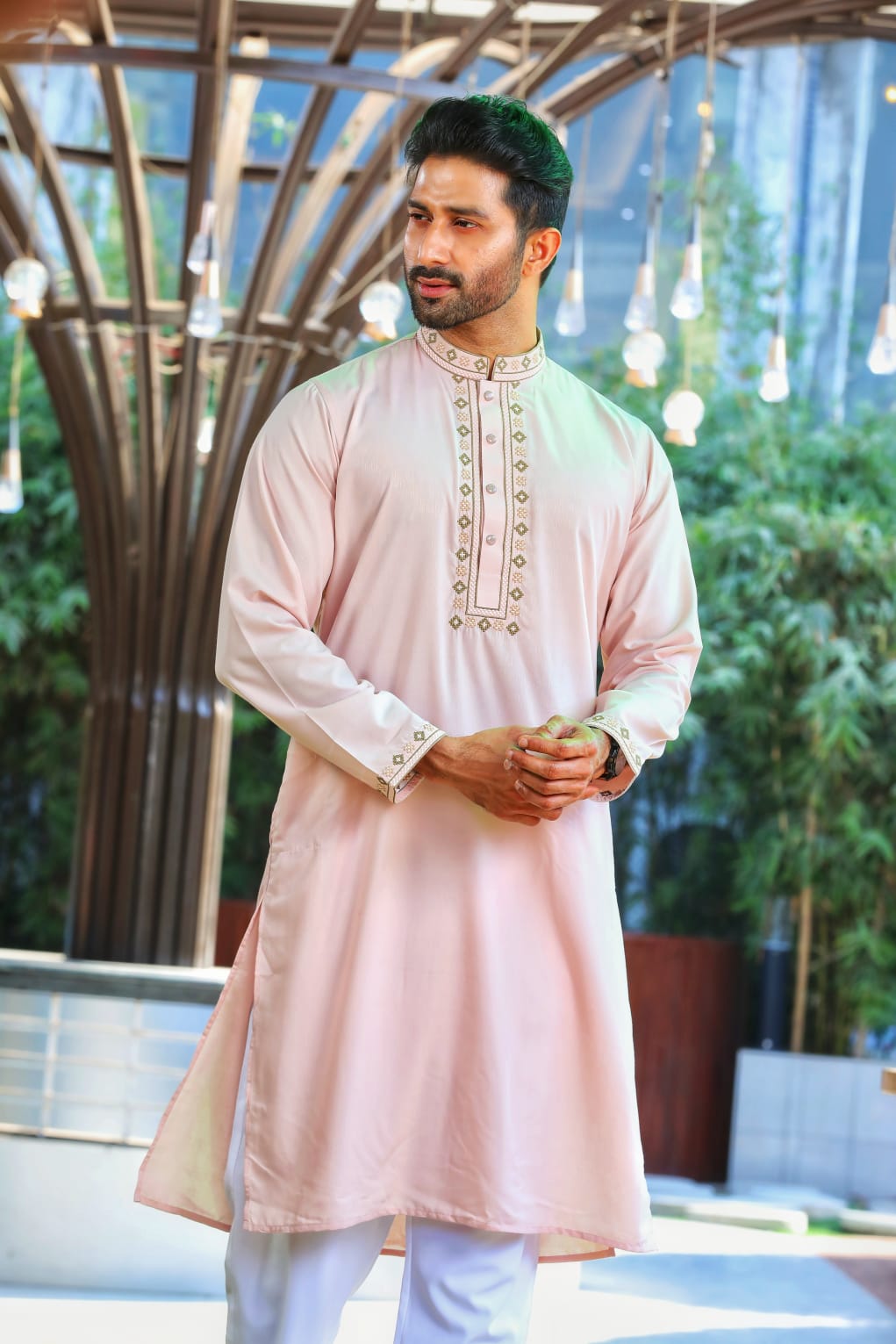 Original Pakistani Luxury Jacquard Cotton Panjabi with Complex Embroidery