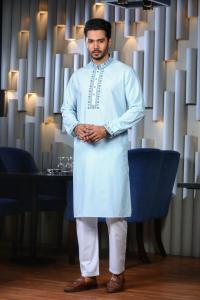 Original Pakistani Luxury Jacquard Cotton Panjabi with Complex Embroidery