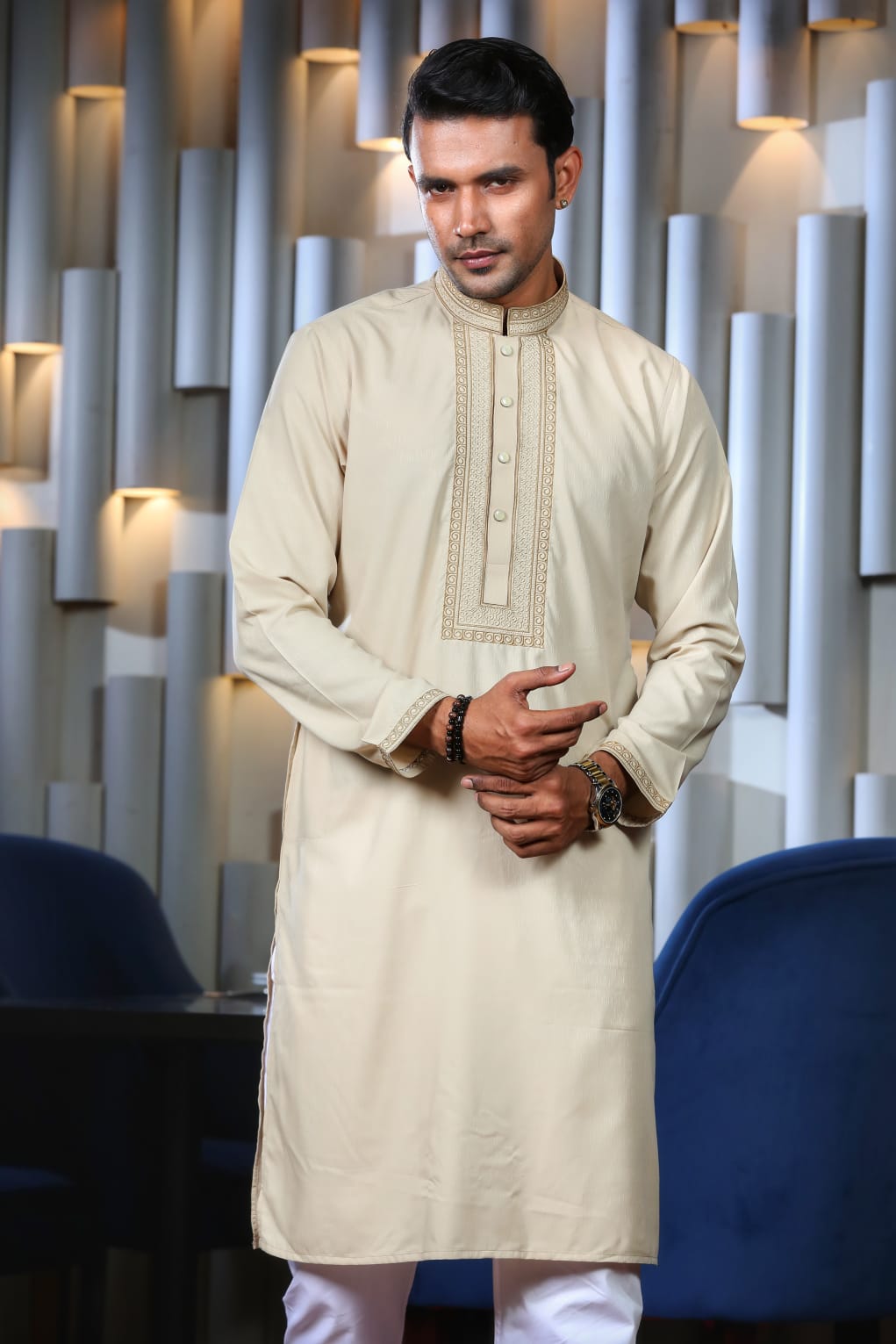 Original Pakistani Luxury Jacquard Cotton Panjabi with Complex Embroidery