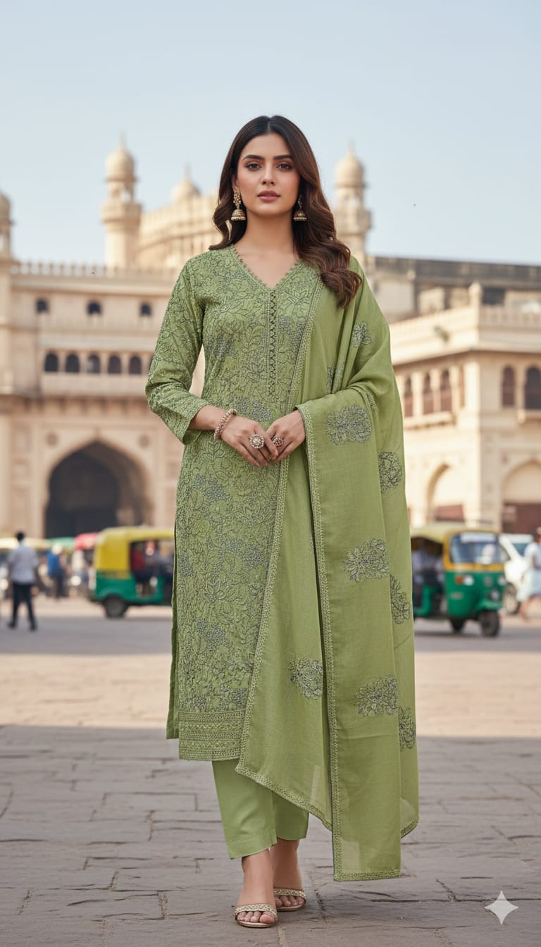 Pakistani Aga Noor Inspired Laser Cut Cotton Unstitched Three Piece