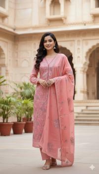 Pakistani Aga Noor Inspired Laser Cut Cotton Unstitched Three Piece