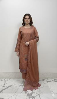 Pakistani Aga Noor Inspired Laser Cut Cotton Unstitched Three Piece