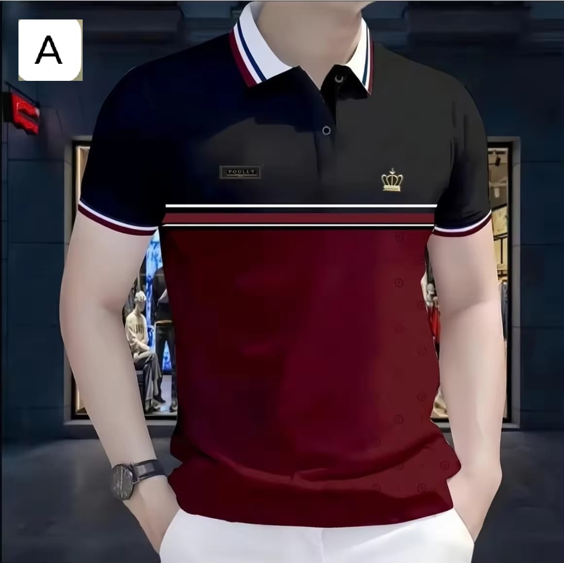 Comfortable Old Man Style Buttonless Polo Shirt Casual Wear