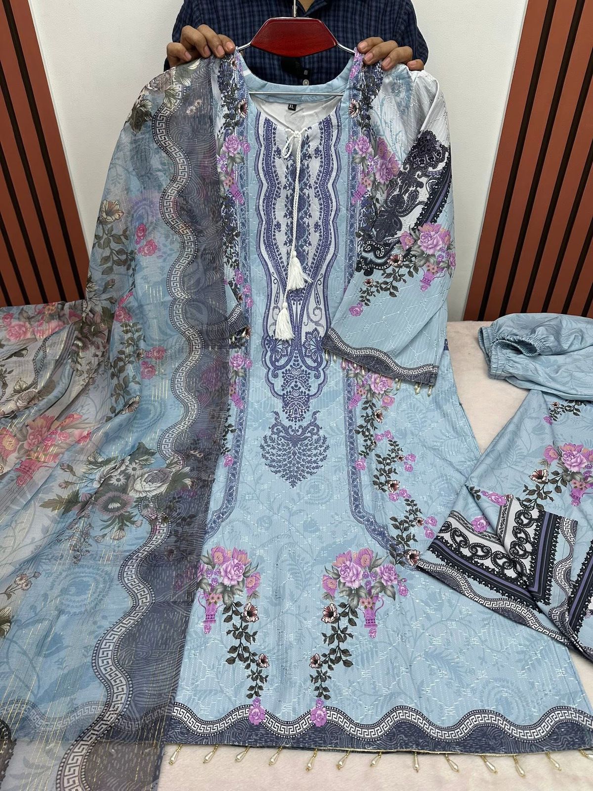 Embroidery Sequence Digital Print Three Piece 01