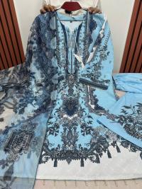 Embroidery Sequence Digital Print Three Piece