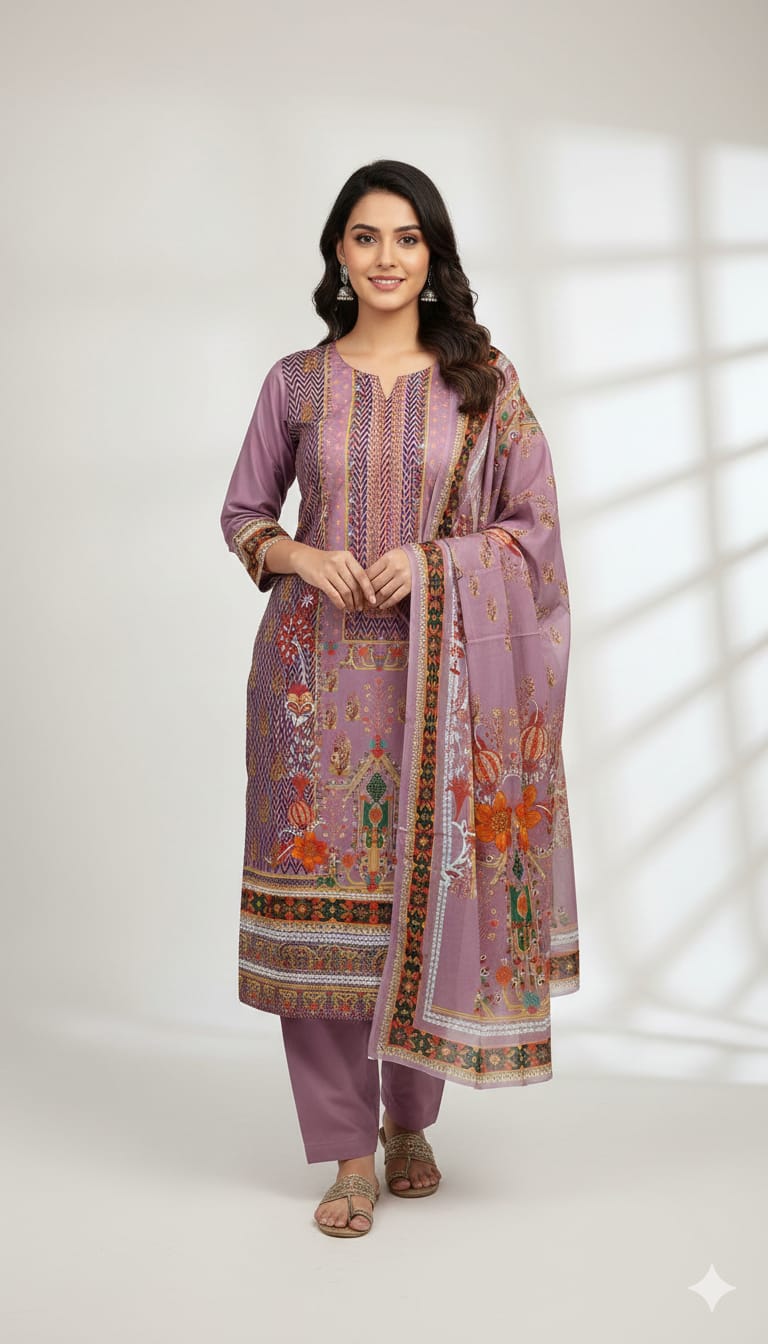 Unstitch Printed Three Piece