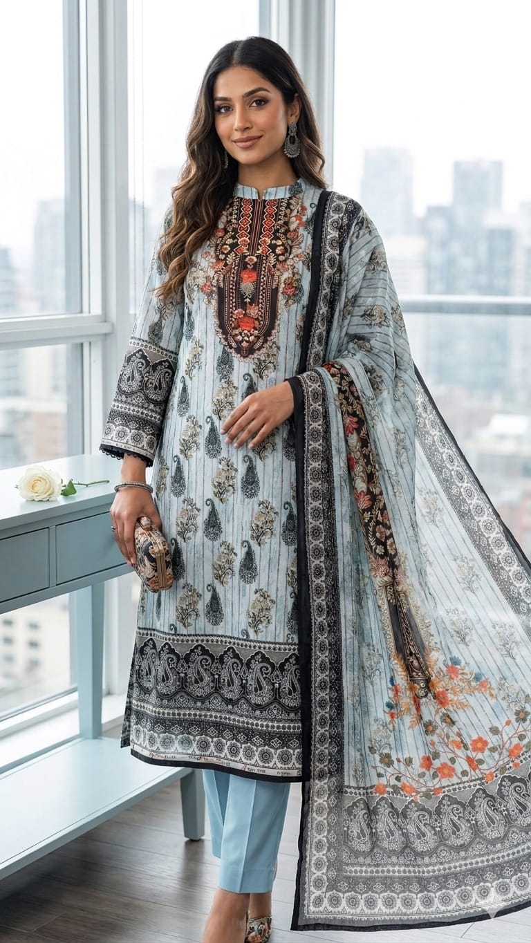 Unstitch Printed Three Piece
