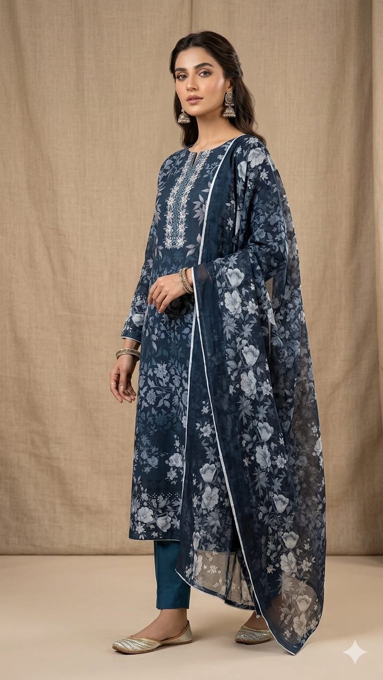 Unstitch Printed Three Piece
