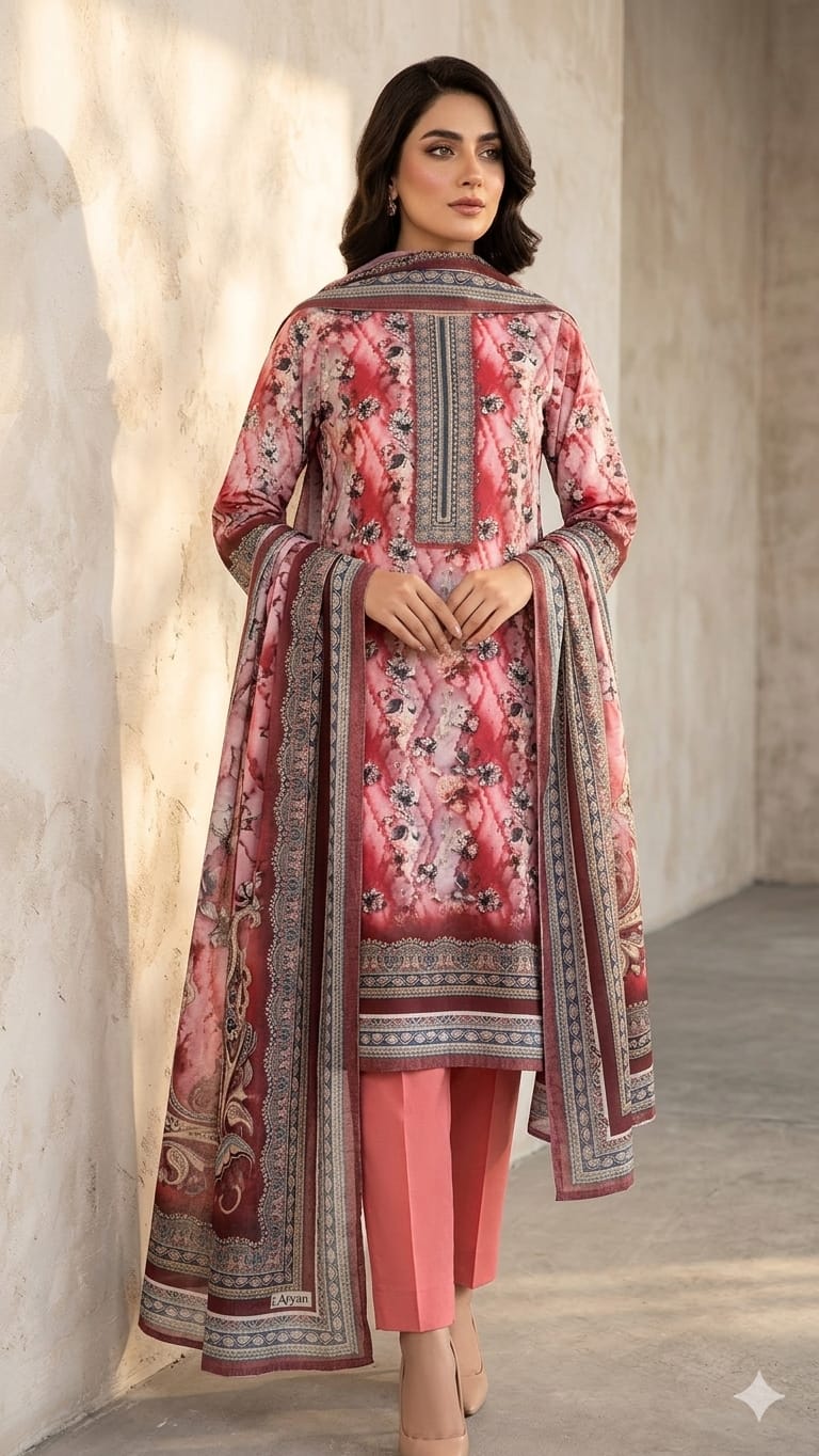 Unstitch Printed Three Piece