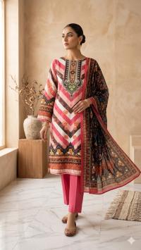 Unstitch Printed Three Piece