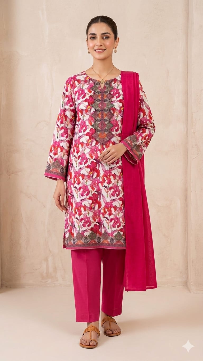 Unstitch Printed Three Piece