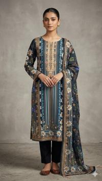 Unstitch Printed Three Piece