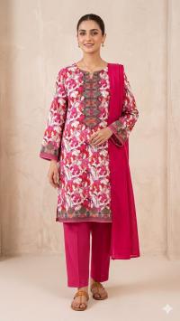 Unstitch Printed Three Piece